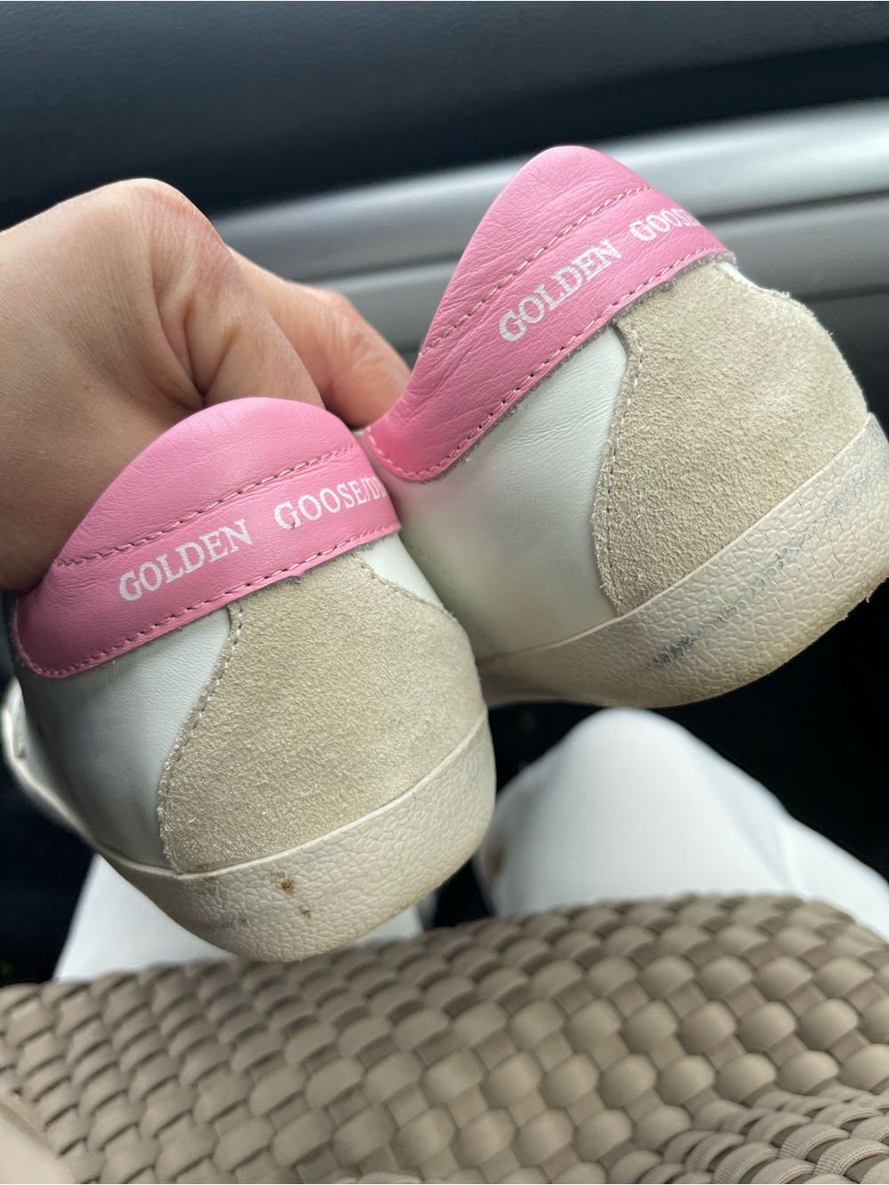 Golden Goose White Leather Sneakers with Pink Collar - Picture 6 of 9